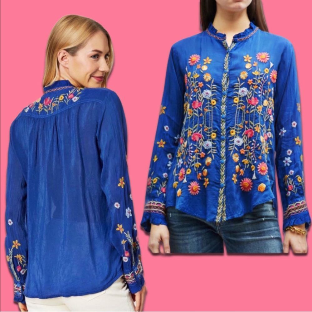 NWT Johnny Was Lolanda Embroidered Button Front Shirt - Picture 12 of 16